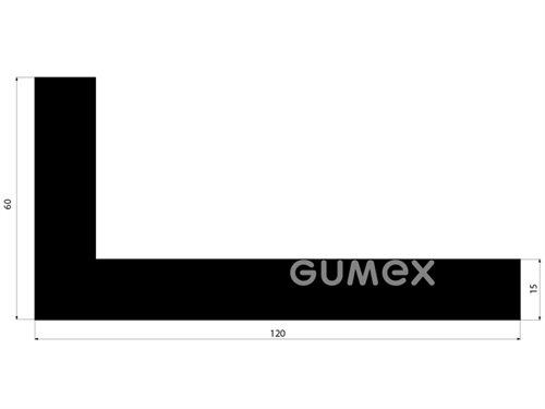 "L" Gummiprofil, 60x120/15mm, 60°ShA, EPDM, -40°C/+100°C, schwarz, 